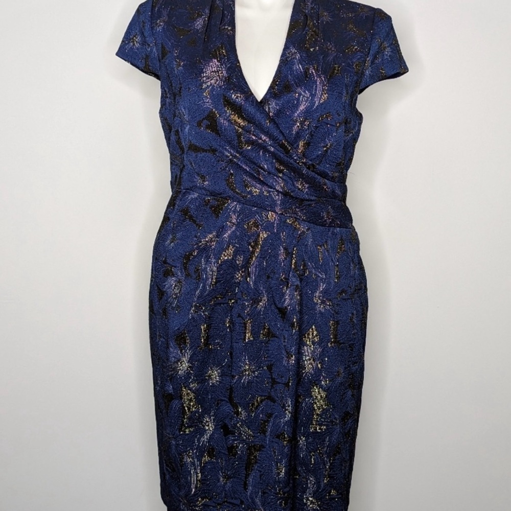 Elegant Blue and Gold Women's Dress